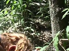Real Italian amateur in a forest where the blonde fucks eager